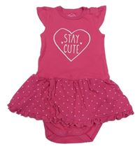 Ružové bavlnené šaty so všitým body s srdiečkom C&A