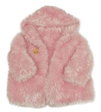 Světlerůžový chlupatý svetrový cardigan a kapucí 