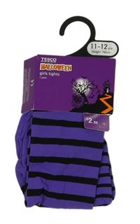 Nové - Fialovo-černé pruhované silonové punčocháče Tesco