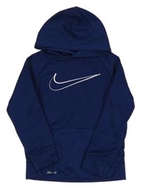 Tmavomodrá sportovní funkční mikina s logem a kapucí Nike