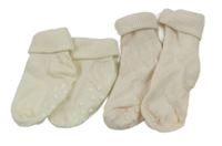 2x - Smetanové + pudrové ponožky vel. 19-22