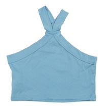 Svetlomodrý rebrovaný crop top Shein