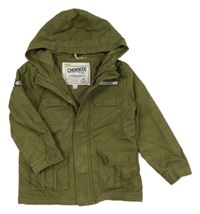 Khaki plátenná zateplená bunda s kapucňou Cherokee