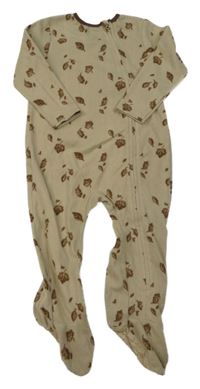 Béžový fleecový květovaný overal Primark