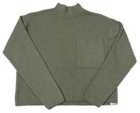Khaki crop sveter s vreckom Primark