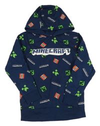 Tmavomodrá mikina Minecraft s kapucí