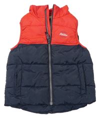 Tmavomodro-červená šušťáková prešívaná zateplená vesta H&M
