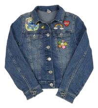 Svetlomodrá rifľová bunda so Stitchem H&M