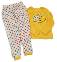 Žlto-biele chlupato-fleecové pyžama s Pudsey George