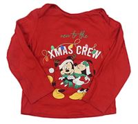 Červené triko Mickey a Minnie s vánočním motívom Disney