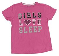 Ružové pyžamové tričko s nápismi a srdiečkom zn. PEP&CO