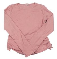 Ružové rebrované crop tričko s nařasením Matalan