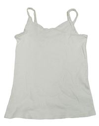 Biely rebrovaný top s čipkou H&M