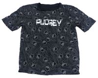 Čierno-sivé vzorované tričko s medvídky Pudsey a nápisom George