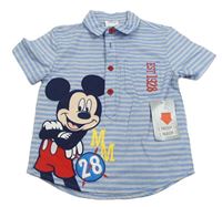 Modro-světlešedá pruhovaná polokošile s Mickey Disney