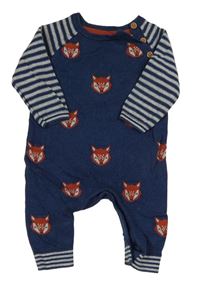 Tmavomodro-šedý svetrový overal s liškami a pruhy Mothercare