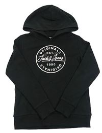Černá mikina s logem a kapucí JACK&JONES