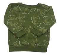 Khaki mikina s kostrami dinosaurů a nápismi PRIMARK
