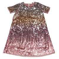 Starorůžovo-stříbrné flitrové šaty PRIMARK