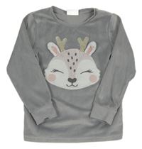 Sivá plyšová mikina so zvieratkom C&A