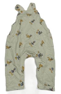 Smetanovo-světlekhakišedé pruhované cargo laclové tepláky s Donaldem a Plutem H&M