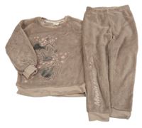 2Set - Světlehnědá plyšová mikina s Minnie + kalhoty Disney