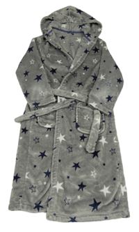 Sivý plyšový župan s hviezdičkami a kapucňou M&S