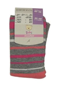 Nové - šedo-pruhované punčocháče 