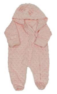 Světlerůžová minky podšitá kombinéza s kapucí s oušky George
