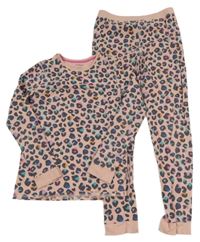 Pudrovo-tmavomodro-barevné vzorované pyžamo M&S