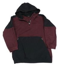 Mahagónovo-čierna teplákovo/šusťáková mikina s kapucňou George