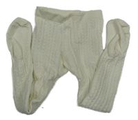 Smetanové žebrované vzorované punčocháče H&M