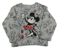 Sivá melírovaná crop mikina s Minnie Disney