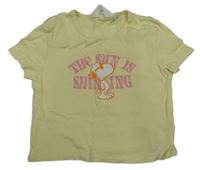 Žlté crop tričko so Snoopym a nápismi H&M