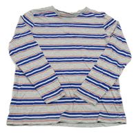 Sivo-safírovo-bielo-červené pruhované melírované tričko George