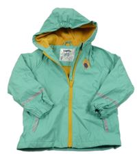 Mentolová nepromokavá jarní bunda s příšerkou a kapucí lupilu