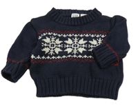 Tmavomodrý sveter s vločkami GAP