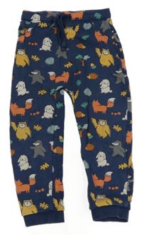 Tmavomodré tepláky se zvířátky a stromy a listy M&S