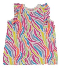 Bílo-barevné vzorované melírované tričko s volánky St. Bernard