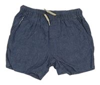 Tmavomodré plátěné kraťasy riflového vzhledu Next