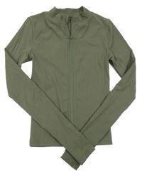 Khaki prepínaci športová crop mikina