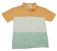 Bielo-oranžovo-mentolové polo tričko H&M