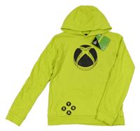 Nové - limetková mikina s X-BOX a vreckom a kapucňou PEP&CO