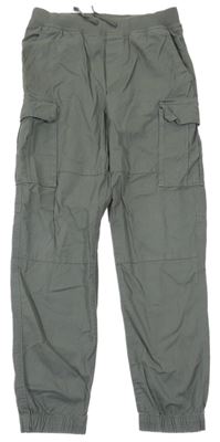 Khaki cargo cuff rifle s úpletovým pasem H&M