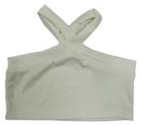 Biely rebrovaný crop top