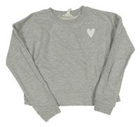 Sivá melírovaná crop mikina so srdiečkom H&M