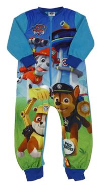 Cobaltově modro-zeleno-modrý fleecový overal s PAW PATROL nickelodeon