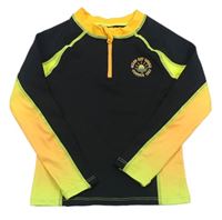 Čierno-žlto-oranžové športové tričko s potlačou