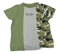 Kaki-sivé tričko s army vzorom a nápismi George