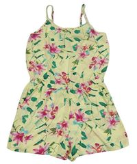 Žlutý květovaný lehký kraťasový overal H&M